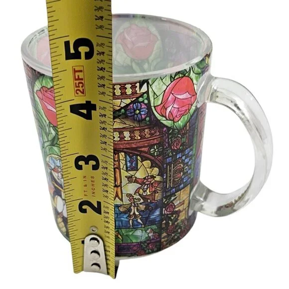 Disney Beauty & The Beast Belle Rose Window 17.5 Oz Stained Glass Coffee Tea Mug - Picture 7 of 17